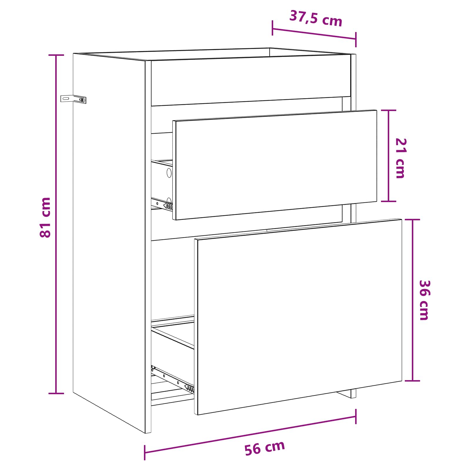 Badkamer Onder Wasbak Kast Wit 56 x 37,5 x 81 cm Bewerkt hout is nu te koop bij PeponiXL, paradijselijk wonen!