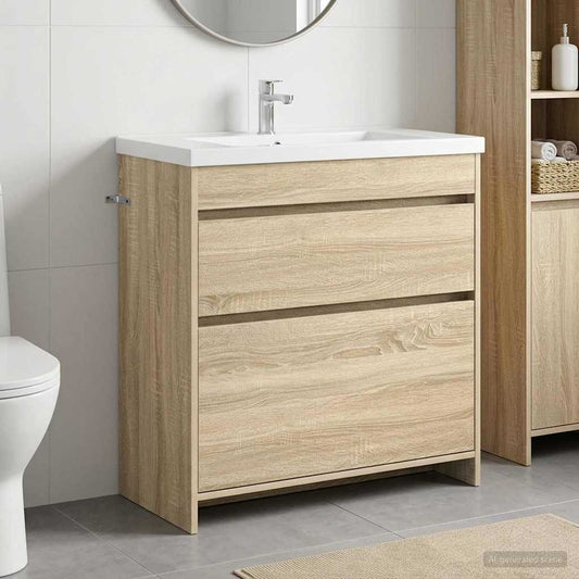 Badkamer Onder Wasbak Kast Sonoma Eiken 78,5 x 37,5 x 81 cm is nu te koop bij PeponiXL, paradijselijk wonen!