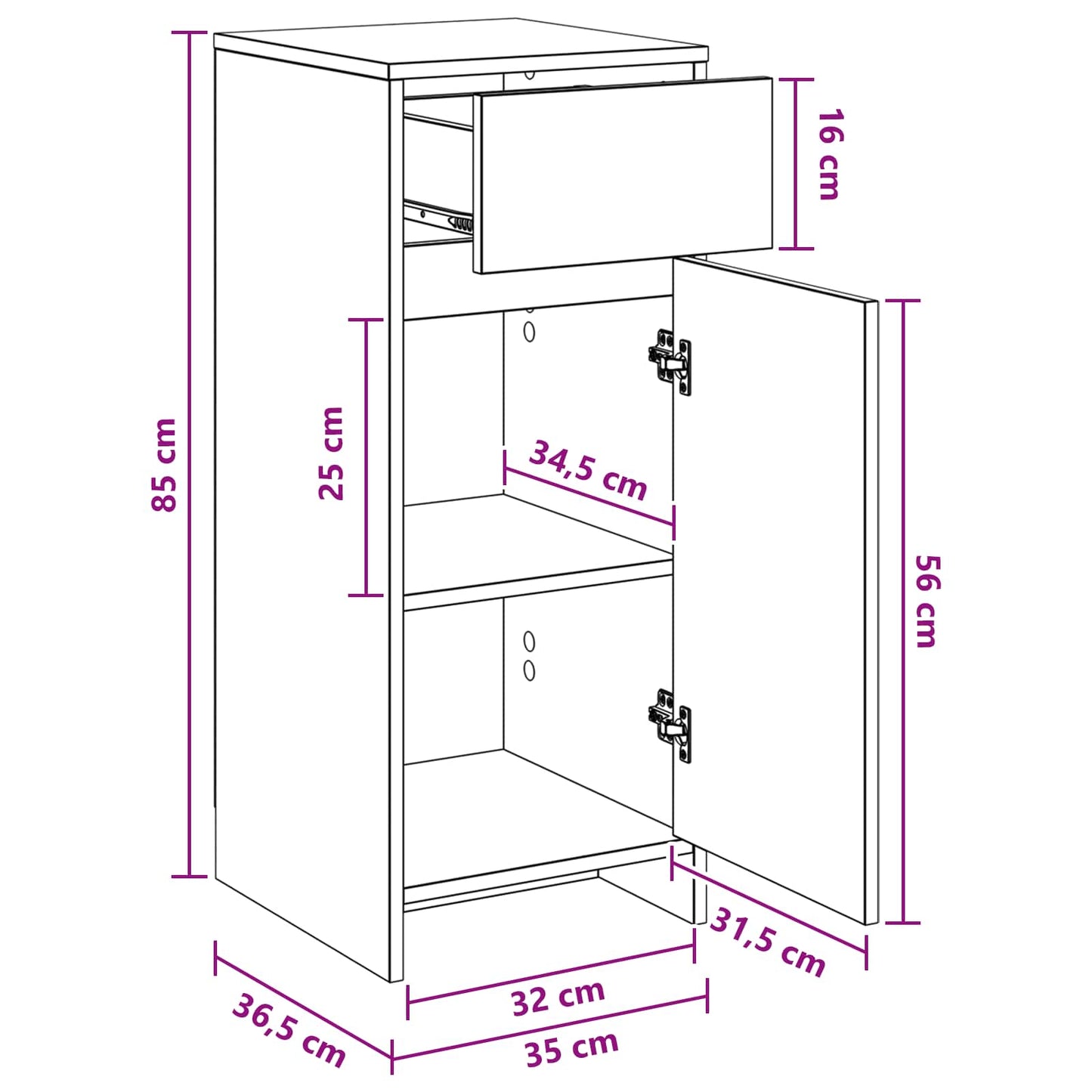 Badkamerkast Wit 35 x 36,5 x 85 cm Bewerkt hout is nu te koop bij PeponiXL, paradijselijk wonen!