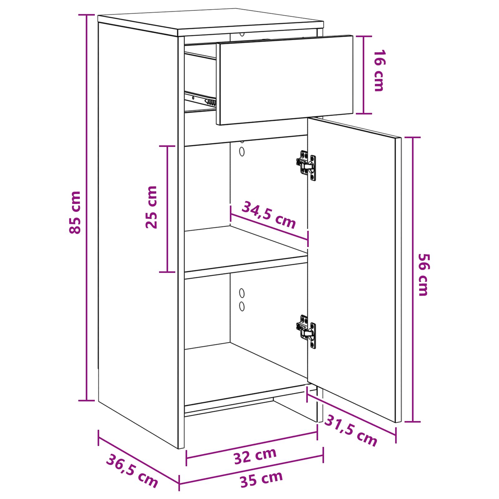 Badkamerkast Wit 35 x 36,5 x 85 cm Bewerkt hout is nu te koop bij PeponiXL, paradijselijk wonen!
