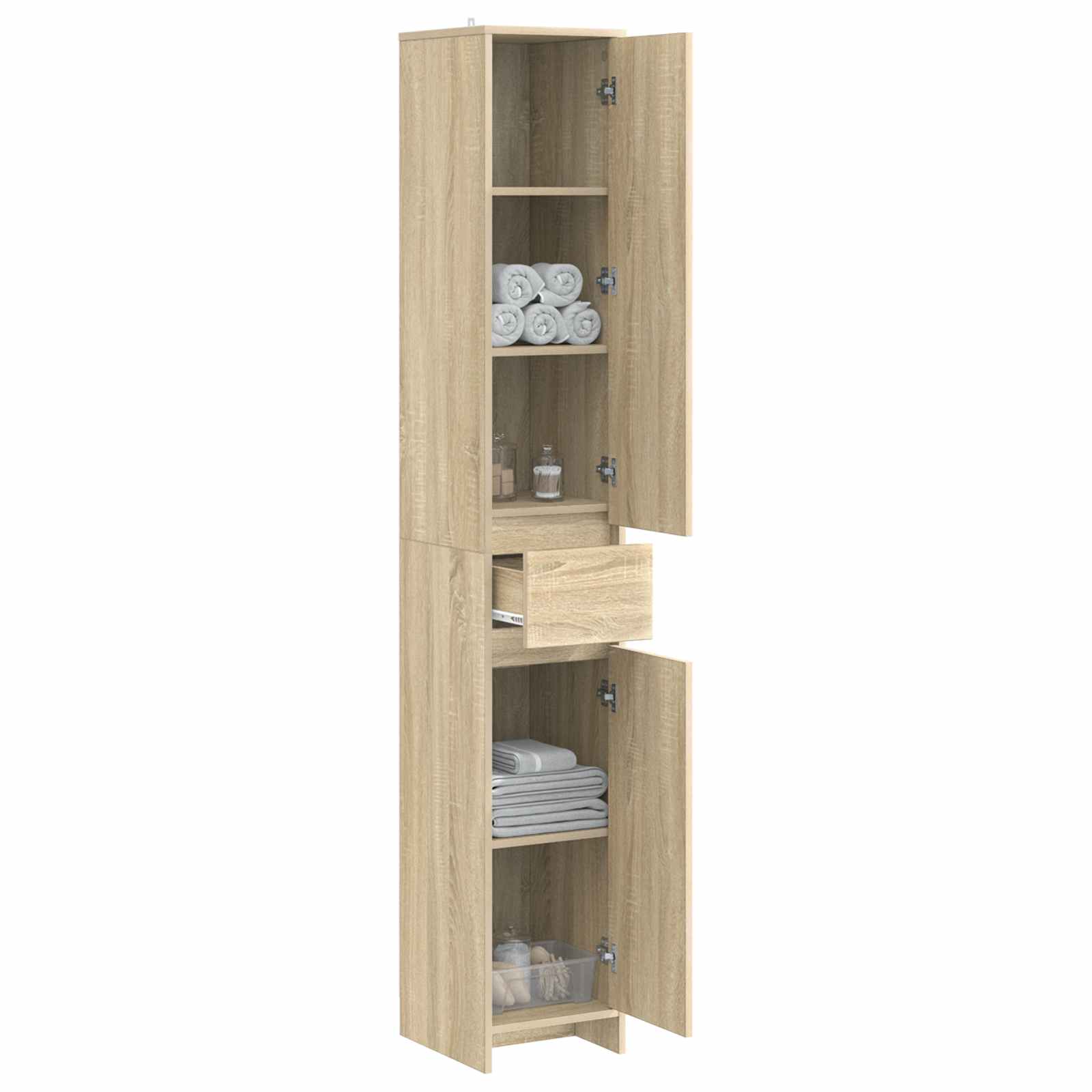 Badkamerkast Sonoma Eiken 30 x 33 x 190 cm Bewerkt hout is nu te koop bij PeponiXL, paradijselijk wonen!