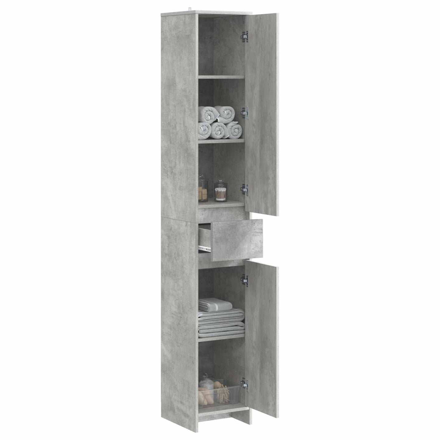 Badkamerkast Betongrijs 30 x 33 x 190 cm Bewerkt hout is nu te koop bij PeponiXL, paradijselijk wonen!