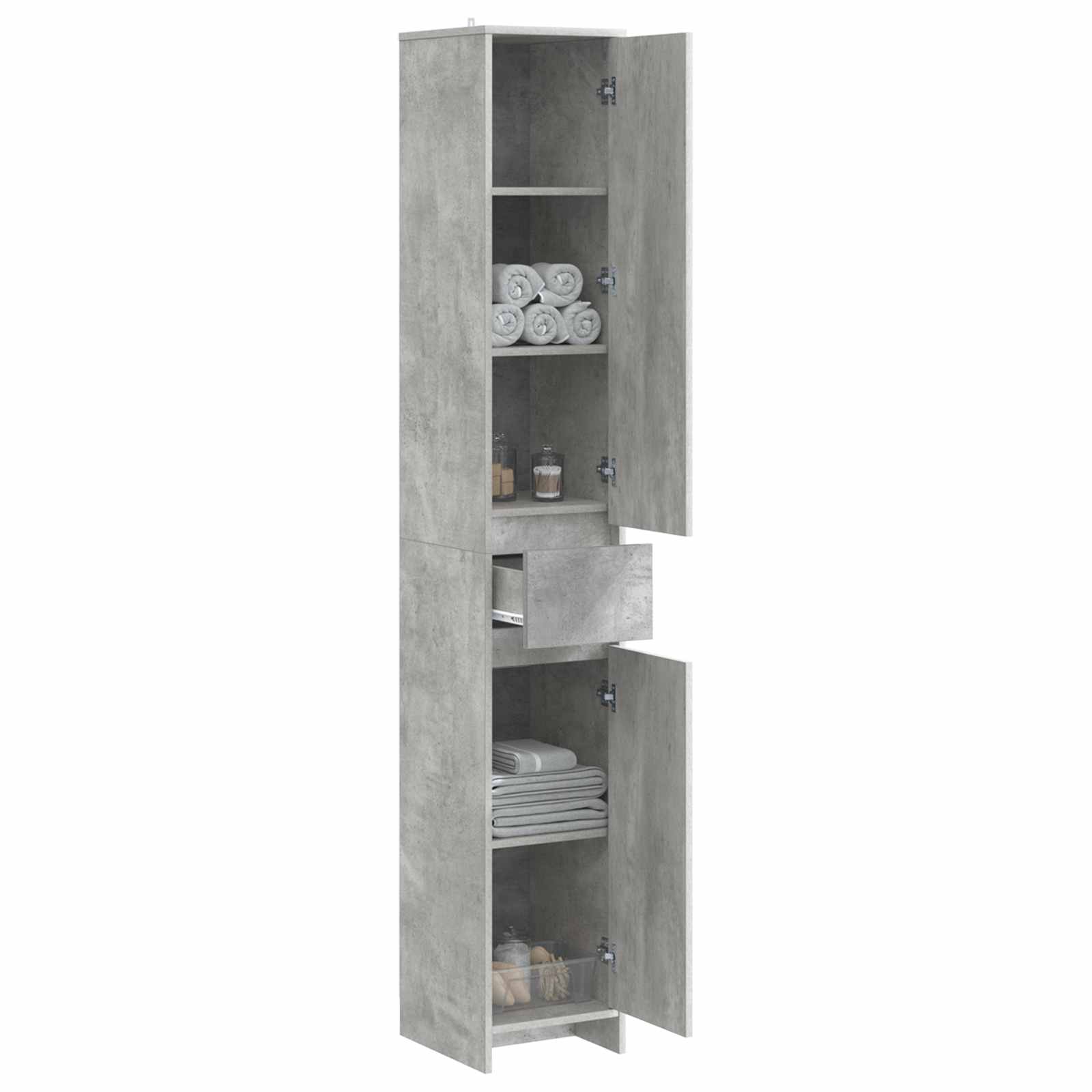 Badkamerkast Betongrijs 30 x 33 x 190 cm Bewerkt hout is nu te koop bij PeponiXL, paradijselijk wonen!
