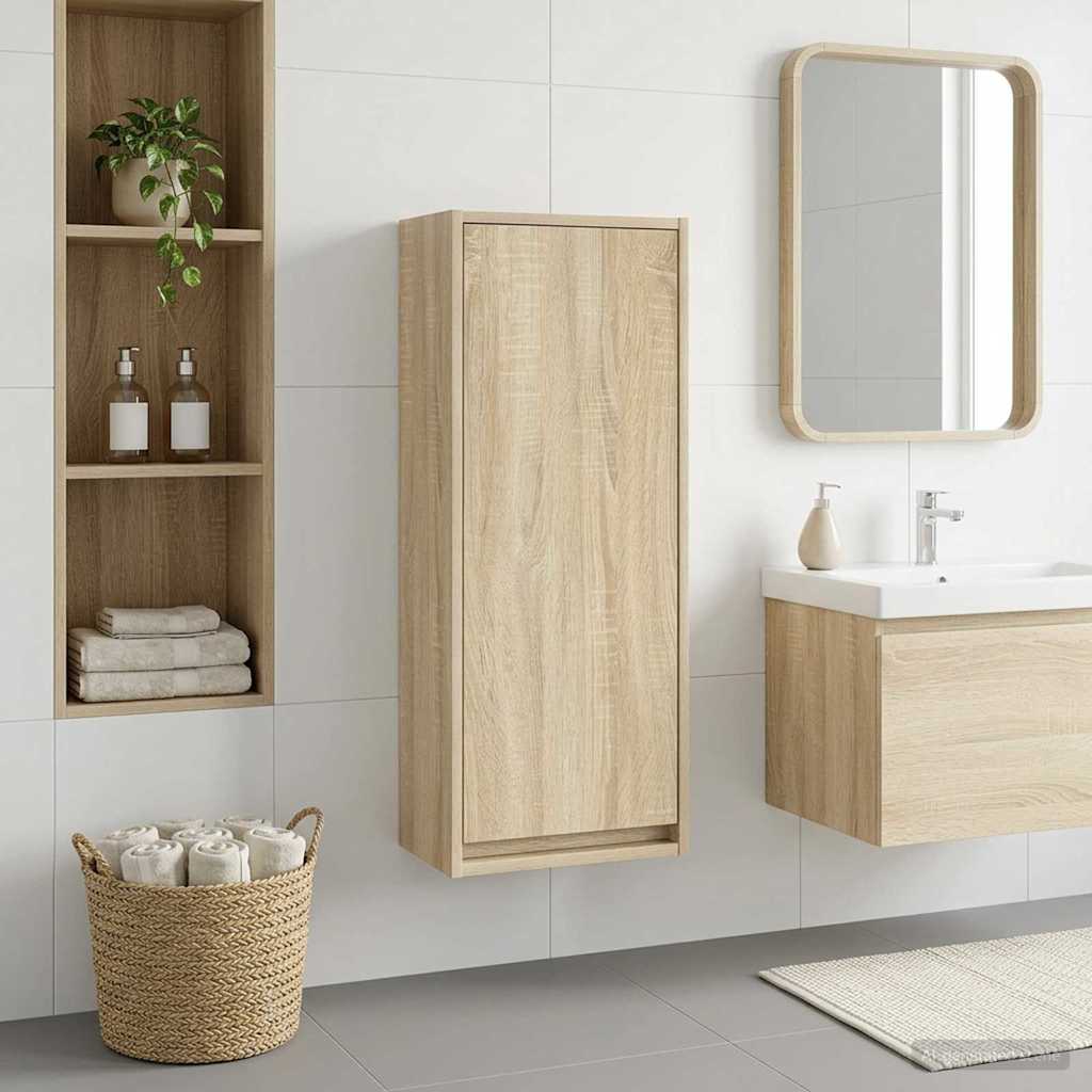 Wandgemonteerde wastafelmeubel Sonoma Eiken 35 x 20 x 81 cm is nu te koop bij PeponiXL, paradijselijk wonen!