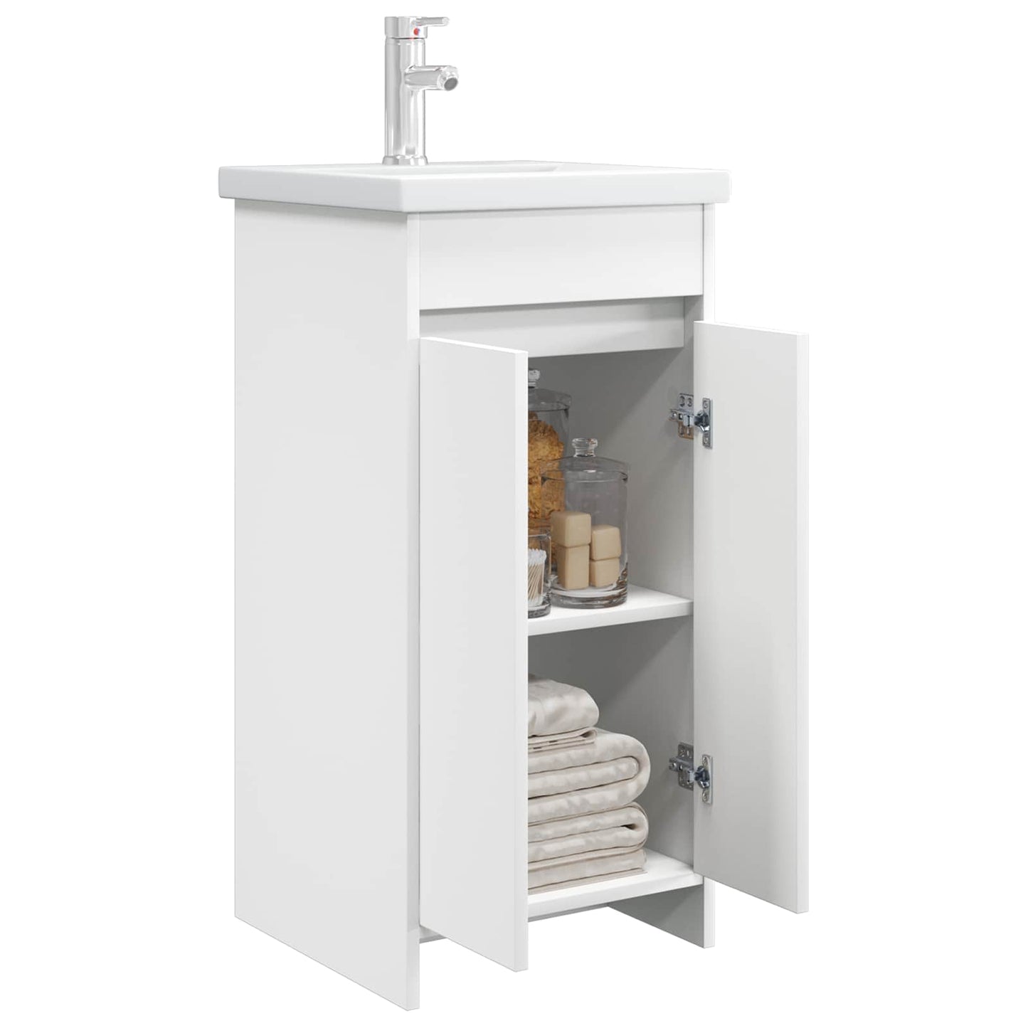 Badkamermeubel met Wasbak Wit 42 x 40 x 84,5 cm Bewerkt hout is nu te koop bij PeponiXL, paradijselijk wonen!
