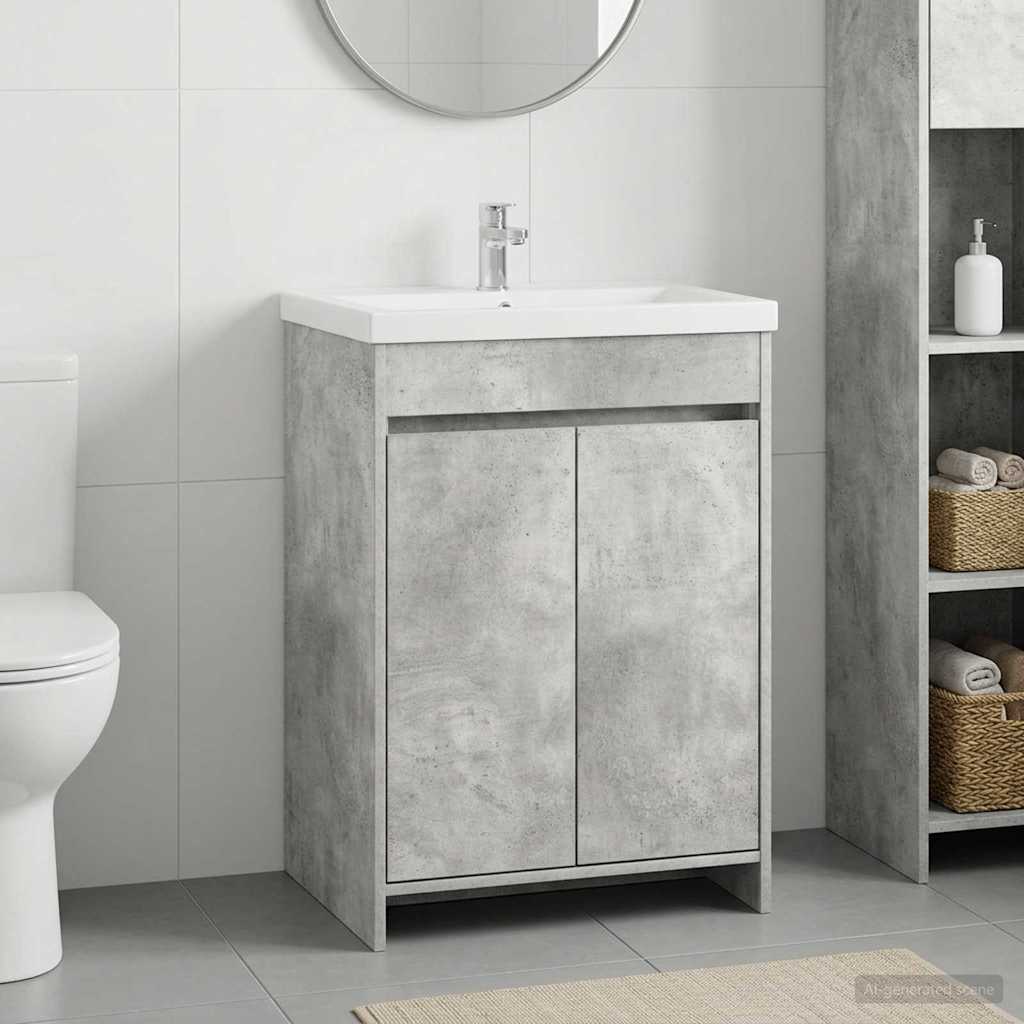 Badkamer Onder Wasbak Kast Betongrijs 56 x 37,5 x 81 cm is nu te koop bij PeponiXL, paradijselijk wonen!