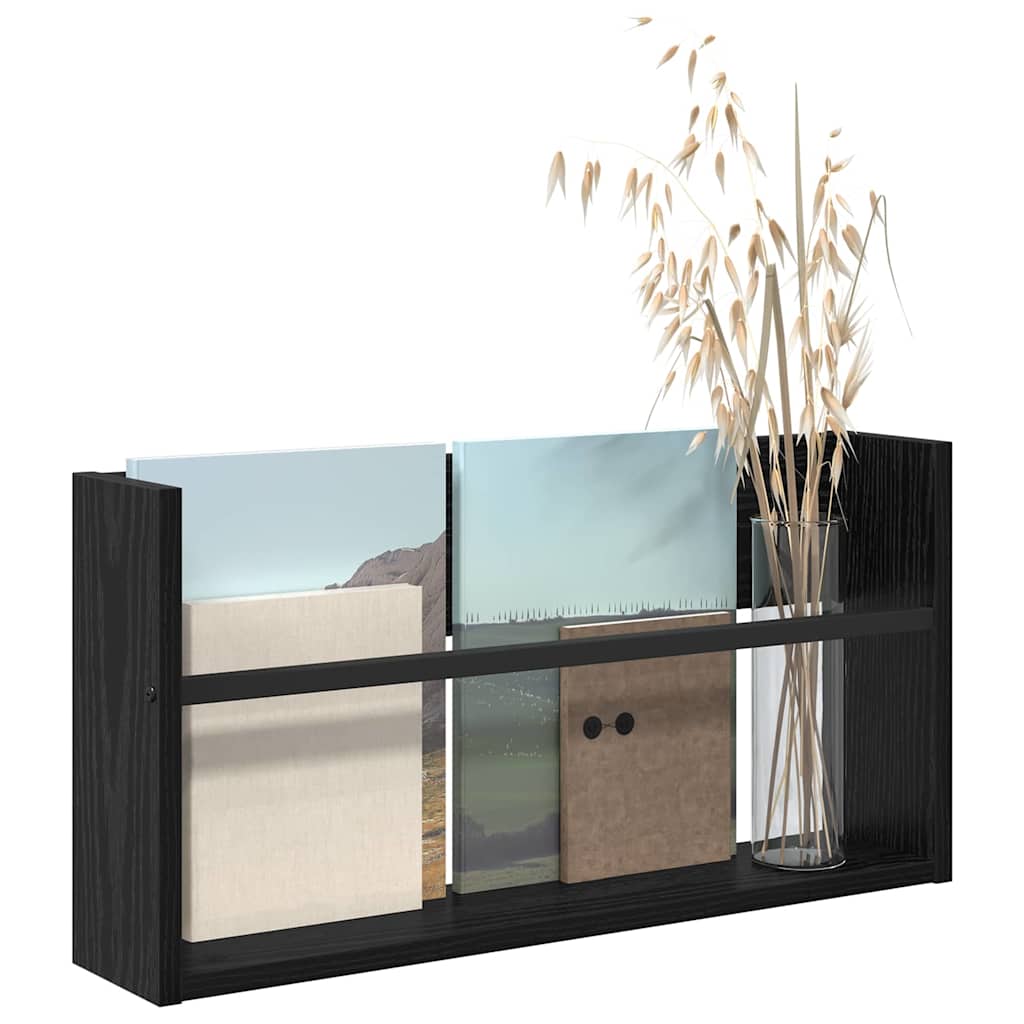 Tijdschrift Rek Zwart Eiken 60 x 12 x 30 cm Bewerkt hout is nu te koop bij PeponiXL, paradijselijk wonen!