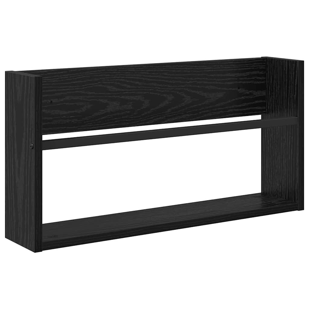 Tijdschrift Rek 2 pcs Zwart Eiken 60 x 12 x 30 cm Bewerkt hout is nu te koop bij PeponiXL, paradijselijk wonen!