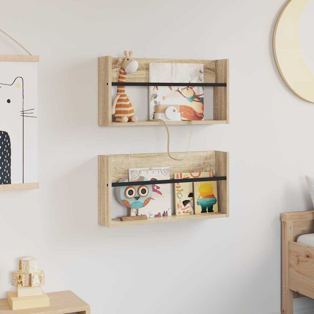 Tijdschrift Rek 2 pcs Sonoma Eiken 60 x 12 x 30 cm Bewerkt hout is nu te koop bij PeponiXL, paradijselijk wonen!
