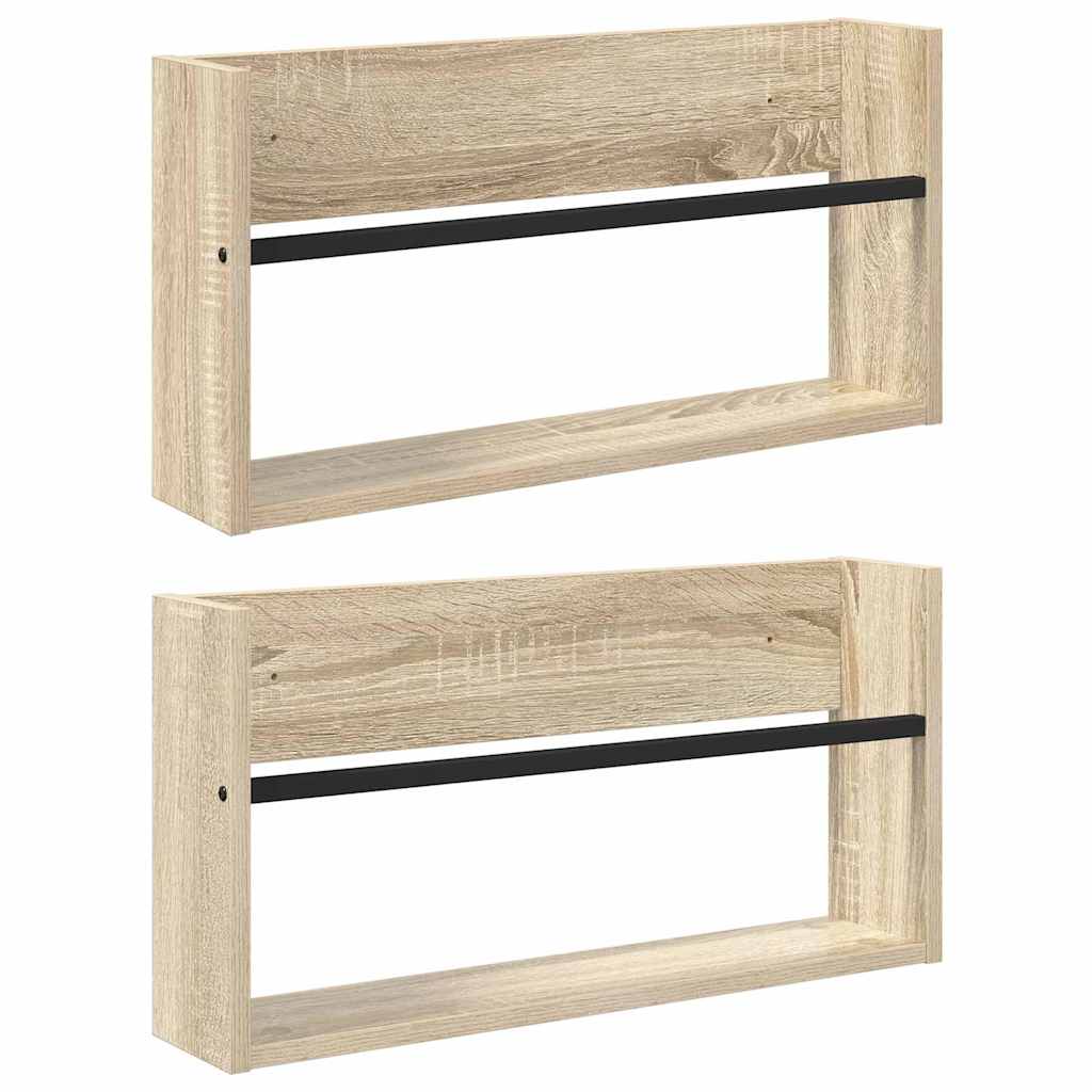 Tijdschrift Rek 2 pcs Sonoma Eiken 60 x 12 x 30 cm Bewerkt hout is nu te koop bij PeponiXL, paradijselijk wonen!