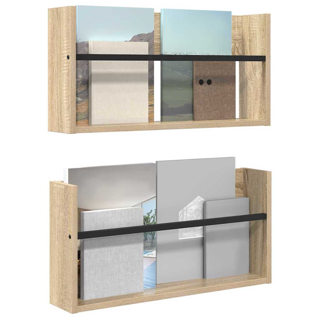 Tijdschrift Rek 2 pcs Sonoma Eiken 60 x 12 x 30 cm Bewerkt hout is nu te koop bij PeponiXL, paradijselijk wonen!