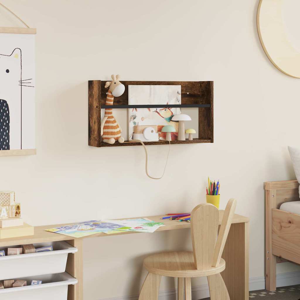Tijdschrift Rek Gerookt eiken 60 x 12 x 30 cm Bewerkt hout is nu te koop bij PeponiXL, paradijselijk wonen!