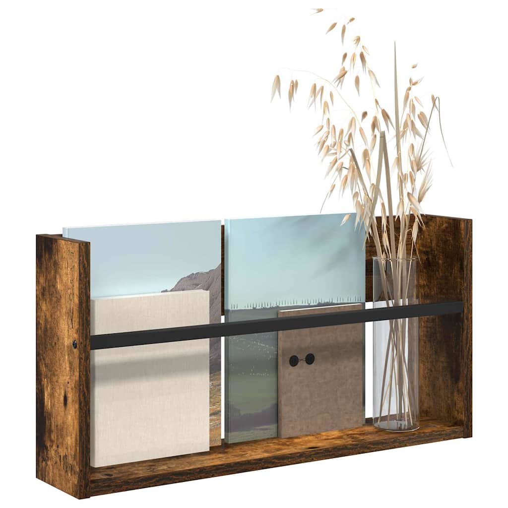 Tijdschrift Rek Gerookt eiken 60 x 12 x 30 cm Bewerkt hout is nu te koop bij PeponiXL, paradijselijk wonen!