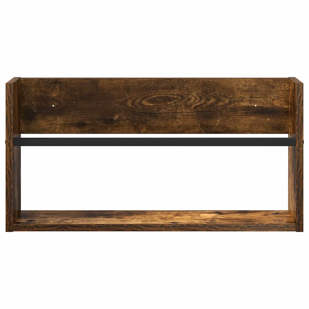 Tijdschrift Rek met plank 2 pcs Gerookt eiken 60 x 12 x 30 cm is nu te koop bij PeponiXL, paradijselijk wonen!