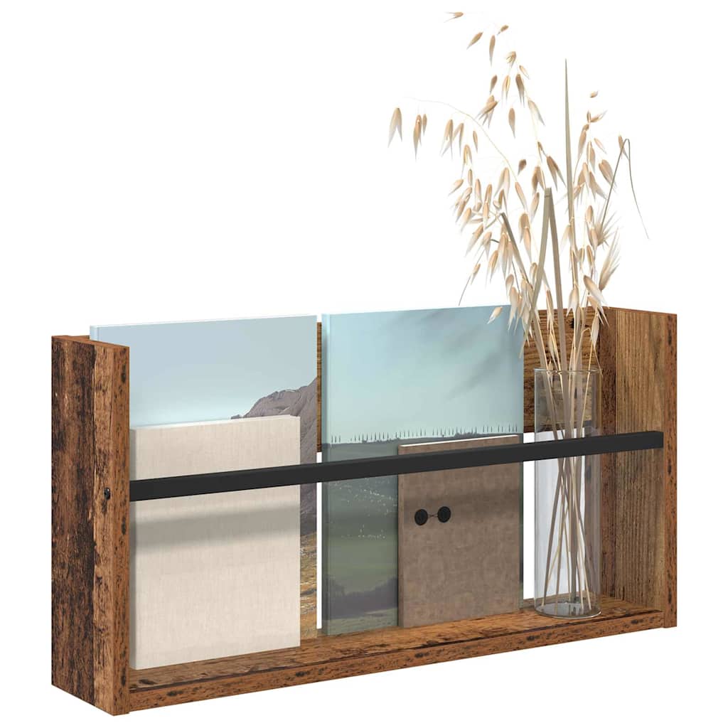 Tijdschrift Rek met plank Oudhout 60 x 12 x 30 cm Bewerkt hout is nu te koop bij PeponiXL, paradijselijk wonen!