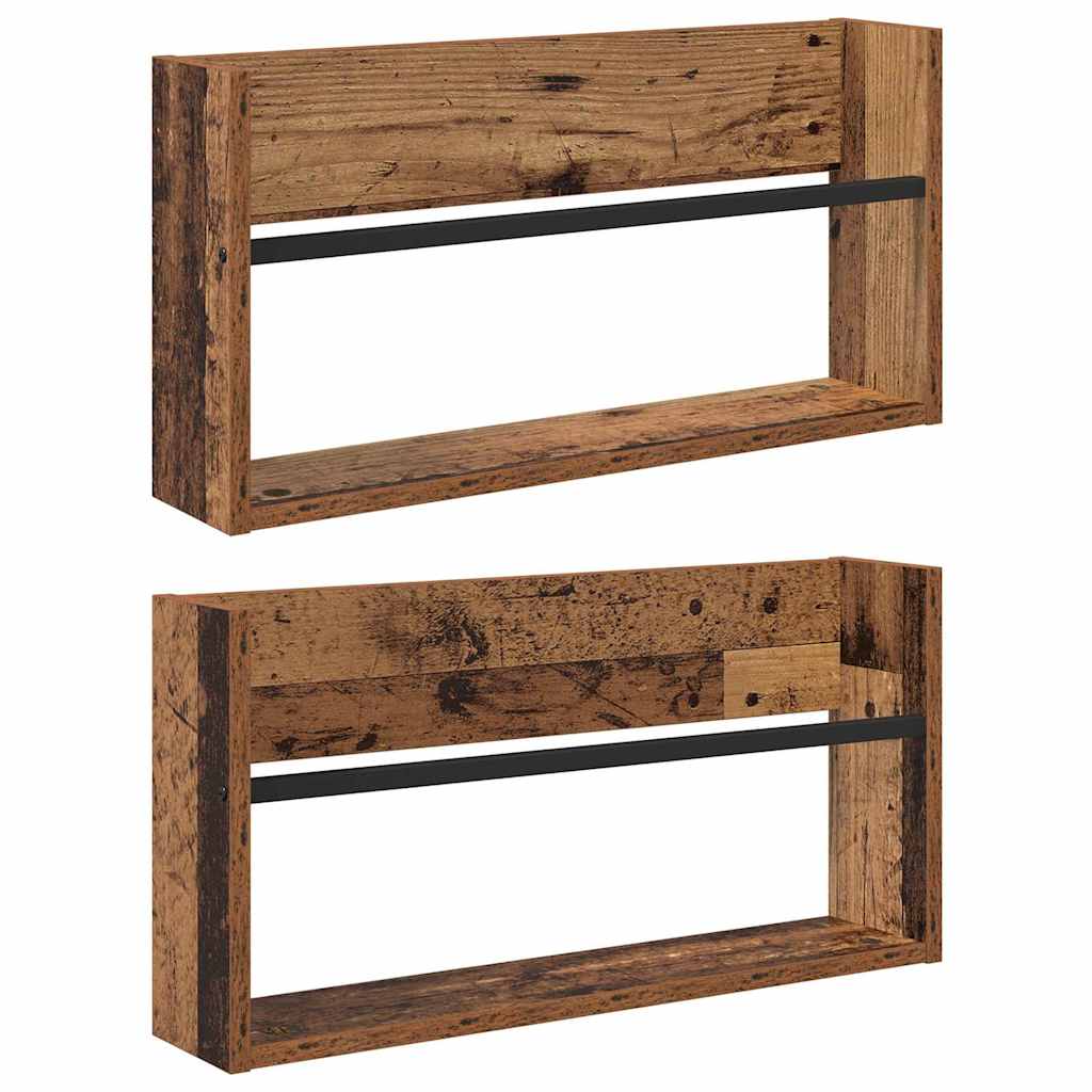 Tijdschrift Rek 2 pcs Oudhout 60 x 12 x 30 cm Bewerkt hout is nu te koop bij PeponiXL, paradijselijk wonen!