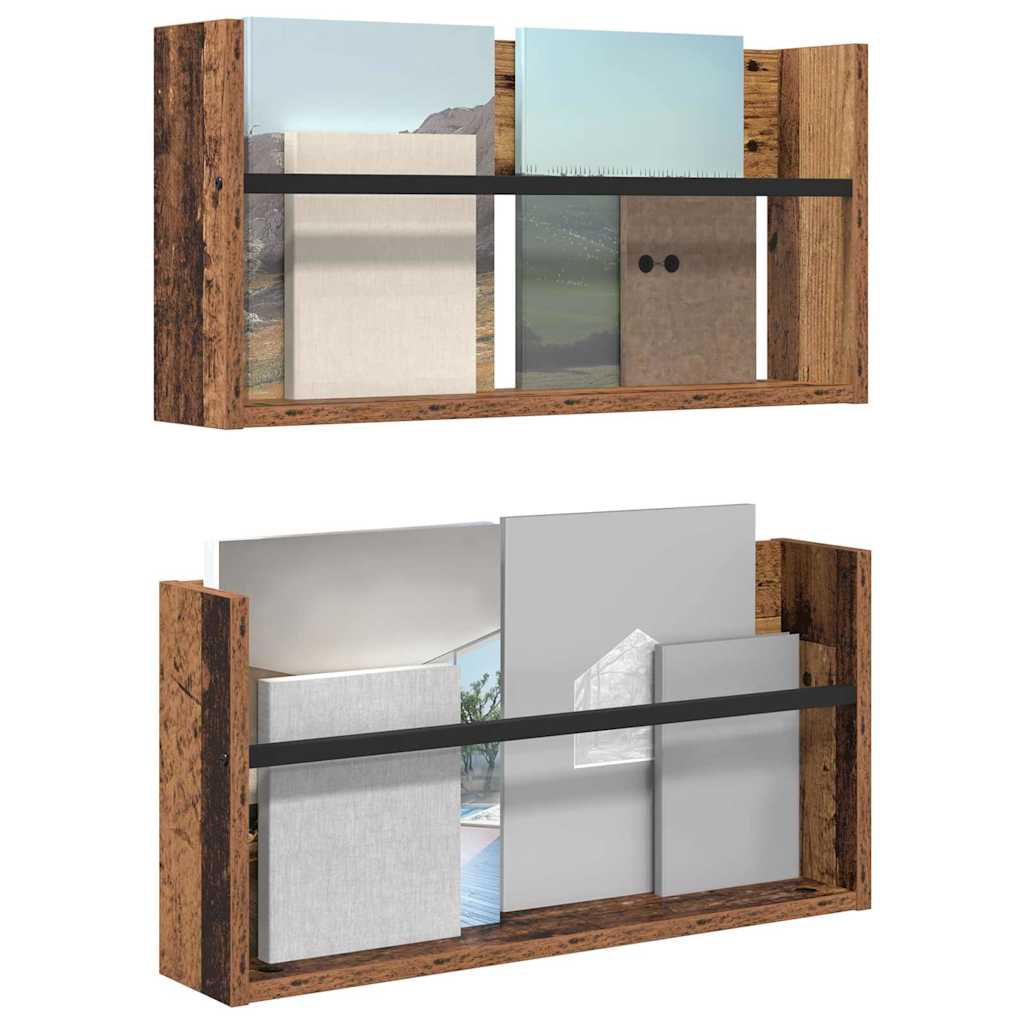 Tijdschrift Rek 2 pcs Oudhout 60 x 12 x 30 cm Bewerkt hout is nu te koop bij PeponiXL, paradijselijk wonen!