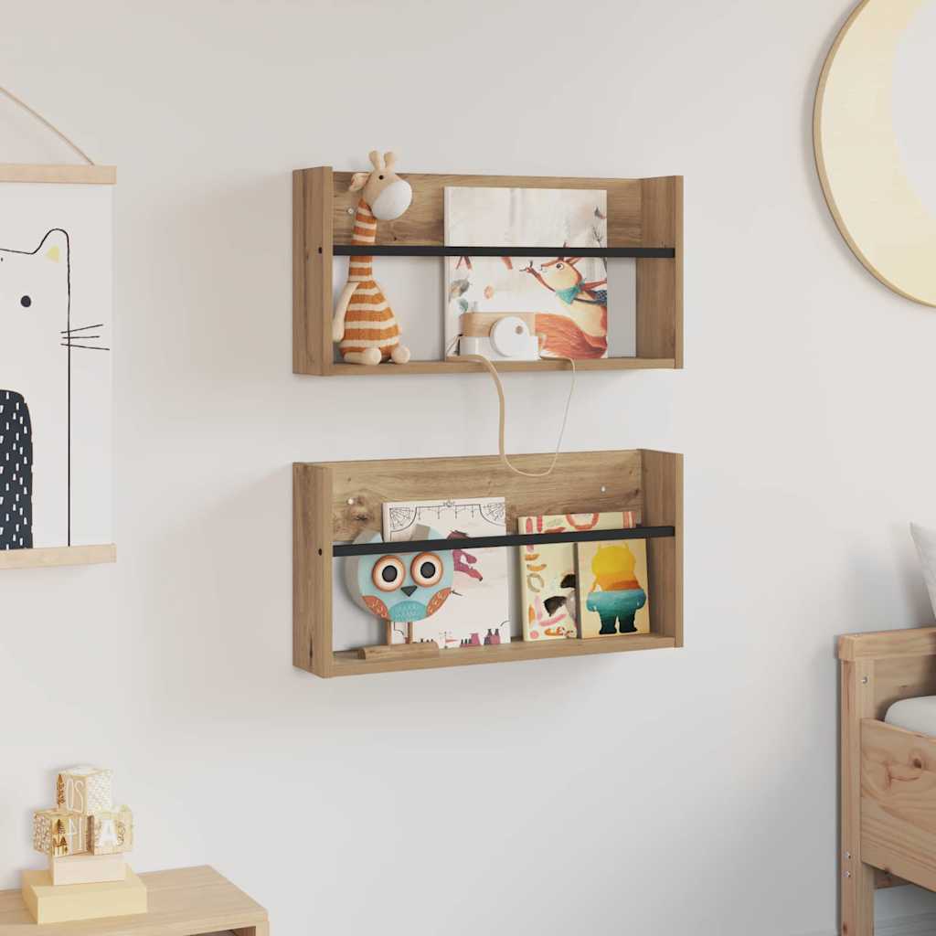 Tijdschrift Rek met plank 2 pcs Artisan Eiken 60 x 12 x 30 cm is nu te koop bij PeponiXL, paradijselijk wonen!