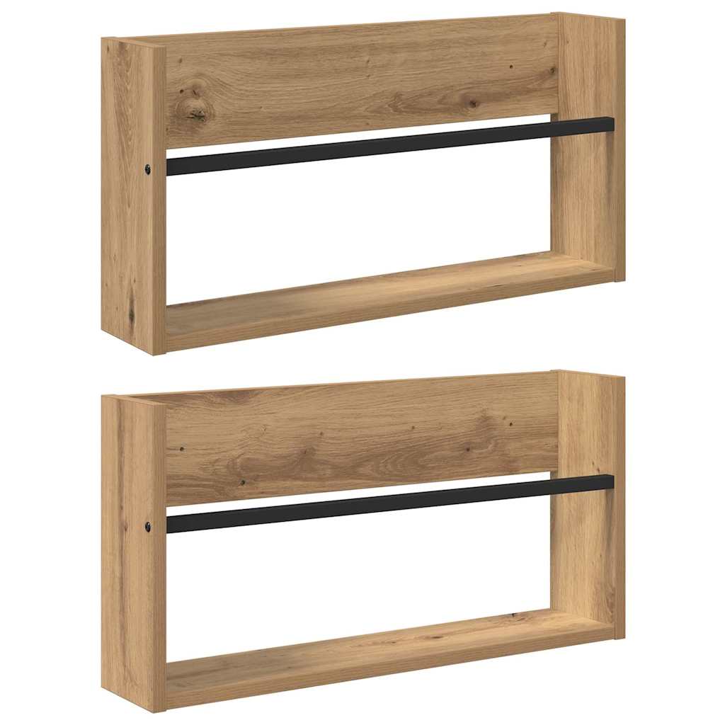 Tijdschrift Rek met plank 2 pcs Artisan Eiken 60 x 12 x 30 cm is nu te koop bij PeponiXL, paradijselijk wonen!