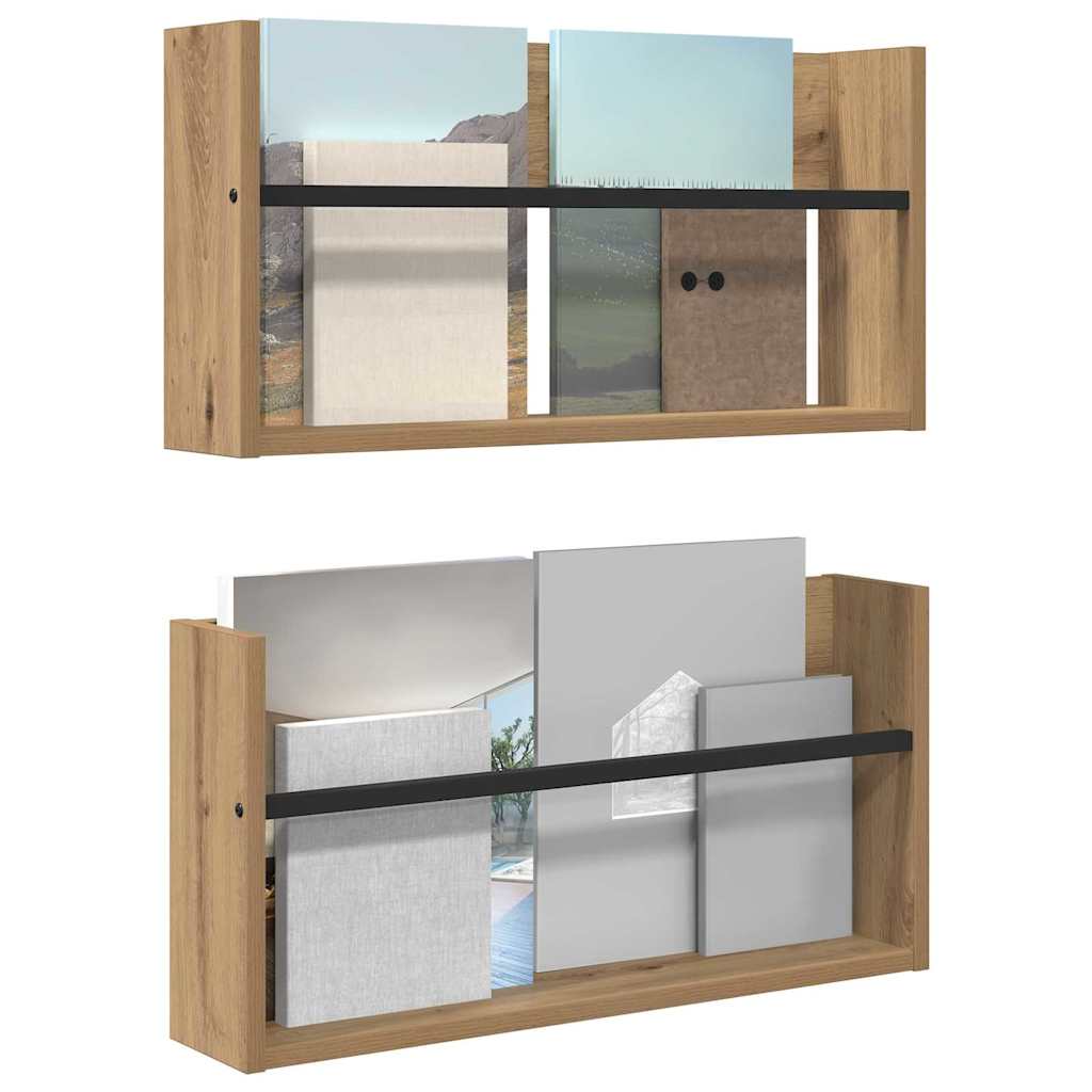 Tijdschrift Rek met plank 2 pcs Artisan Eiken 60 x 12 x 30 cm is nu te koop bij PeponiXL, paradijselijk wonen!