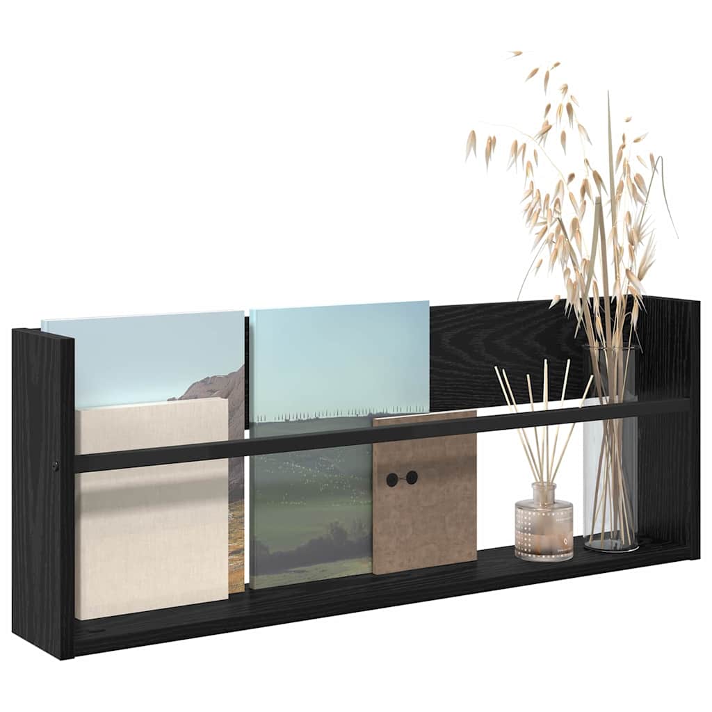 Tijdschrift Rek Zwart Eiken 80 x 12 x 30 cm Bewerkt hout is nu te koop bij PeponiXL, paradijselijk wonen!