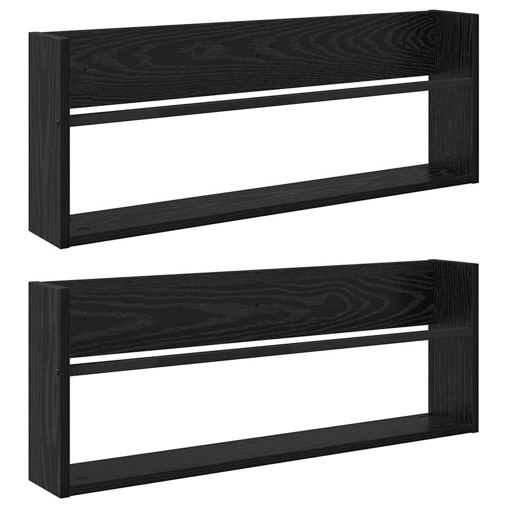 Tijdschrift Rek 2 pcs Zwart Eiken 80 x 12 x 30 cm Bewerkt hout is nu te koop bij PeponiXL, paradijselijk wonen!