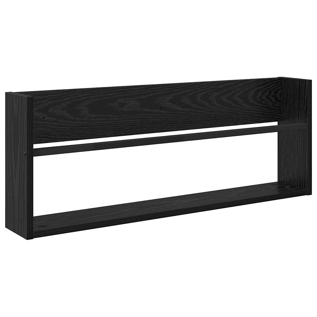 Tijdschrift Rek 2 pcs Zwart Eiken 80 x 12 x 30 cm Bewerkt hout is nu te koop bij PeponiXL, paradijselijk wonen!