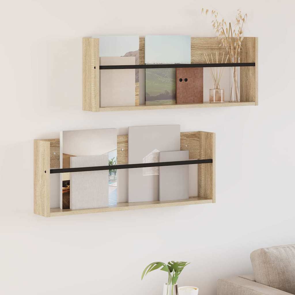 Tijdschrift Rek 2 pcs Sonoma Eiken 80 x 12 x 30 cm Bewerkt hout is nu te koop bij PeponiXL, paradijselijk wonen!