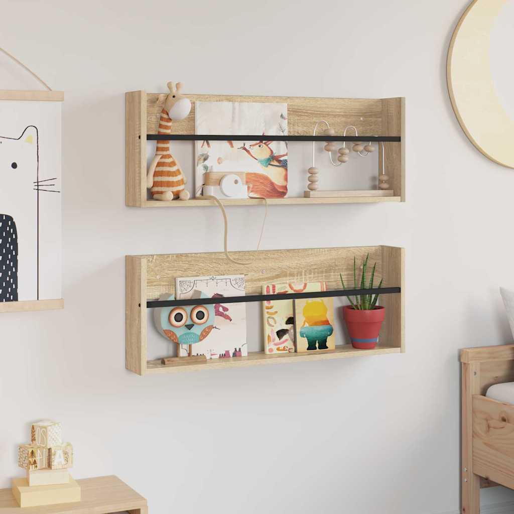 Tijdschrift Rek 2 pcs Sonoma Eiken 80 x 12 x 30 cm Bewerkt hout is nu te koop bij PeponiXL, paradijselijk wonen!
