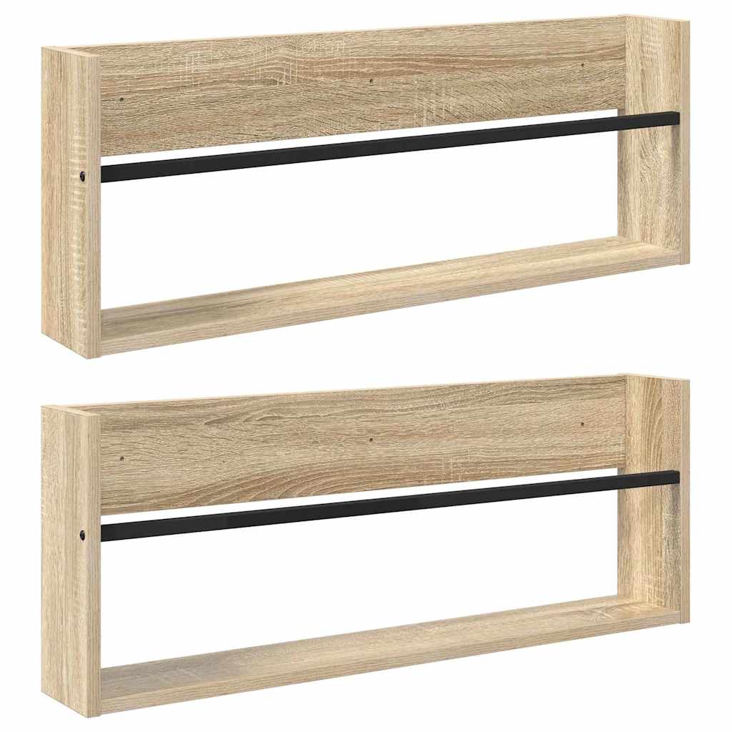 Tijdschrift Rek 2 pcs Sonoma Eiken 80 x 12 x 30 cm Bewerkt hout is nu te koop bij PeponiXL, paradijselijk wonen!