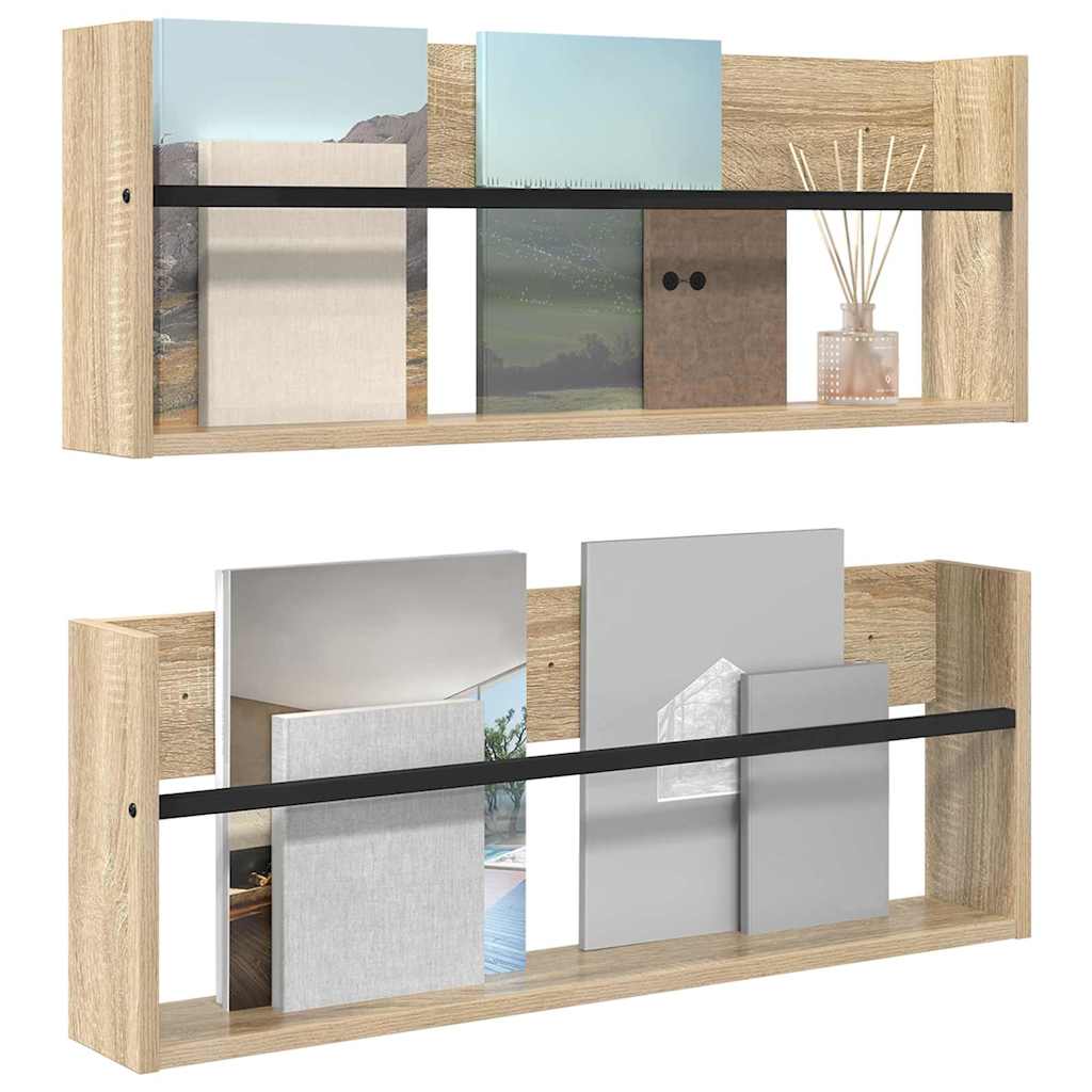 Tijdschrift Rek 2 pcs Sonoma Eiken 80 x 12 x 30 cm Bewerkt hout is nu te koop bij PeponiXL, paradijselijk wonen!