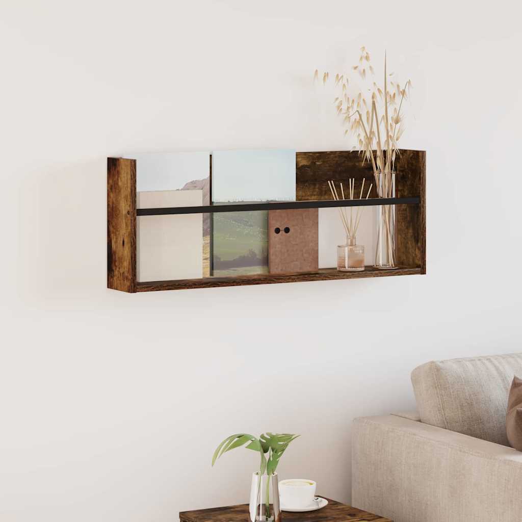 Tijdschrift Rek Gerookt eiken 80 x 12 x 30 cm Bewerkt hout is nu te koop bij PeponiXL, paradijselijk wonen!