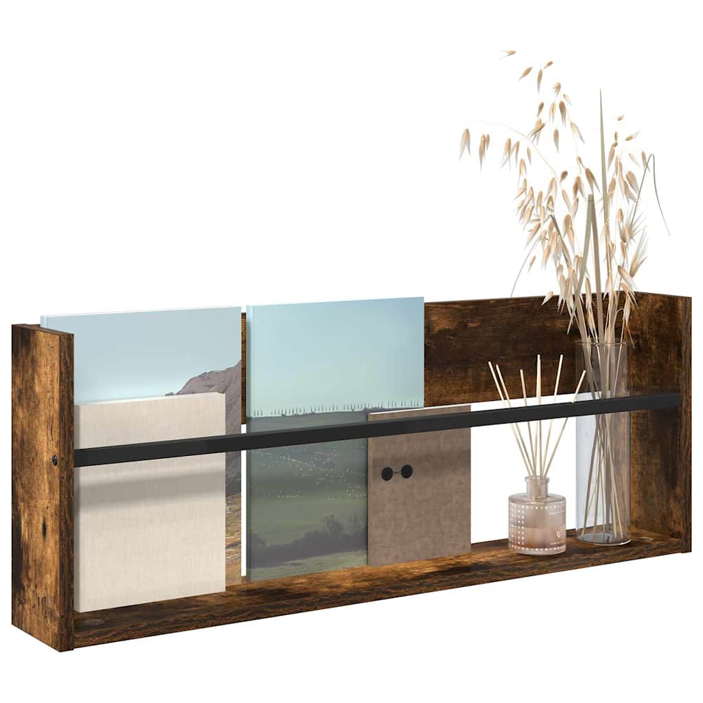 Tijdschrift Rek Gerookt eiken 80 x 12 x 30 cm Bewerkt hout is nu te koop bij PeponiXL, paradijselijk wonen!