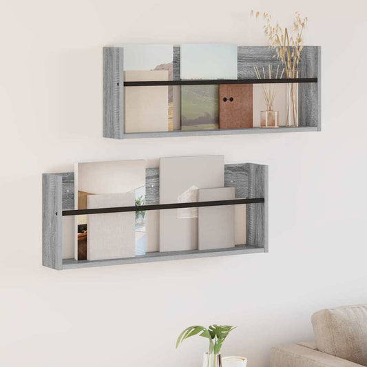 Tijdschrift Rek 2 pcs Grijs Sonoma 80 x 12 x 30 cm Bewerkt hout is nu te koop bij PeponiXL, paradijselijk wonen!