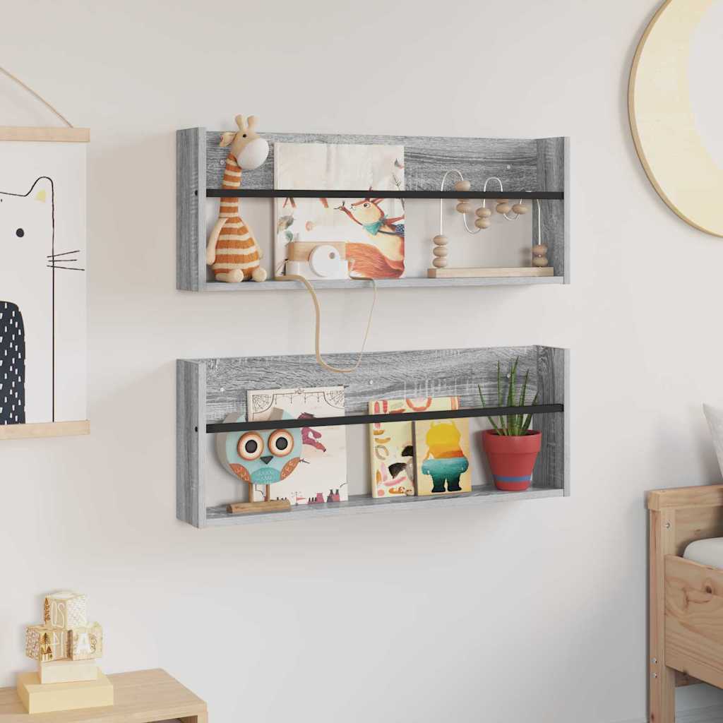 Tijdschrift Rek 2 pcs Grijs Sonoma 80 x 12 x 30 cm Bewerkt hout is nu te koop bij PeponiXL, paradijselijk wonen!