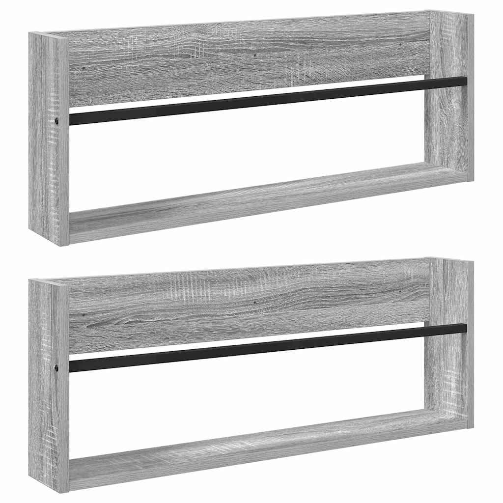 Tijdschrift Rek 2 pcs Grijs Sonoma 80 x 12 x 30 cm Bewerkt hout is nu te koop bij PeponiXL, paradijselijk wonen!