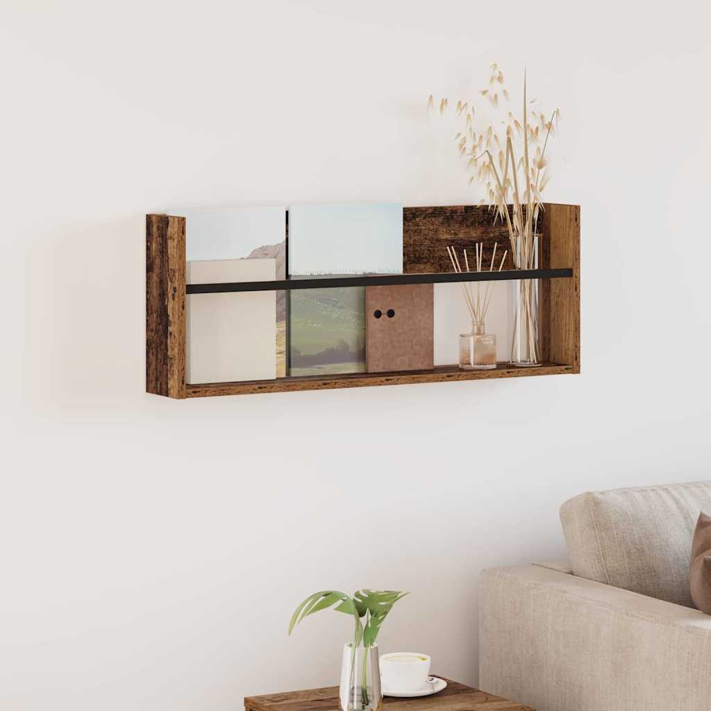 Tijdschrift Rek met plank Oudhout 80 x 12 x 30 cm Bewerkt hout is nu te koop bij PeponiXL, paradijselijk wonen!