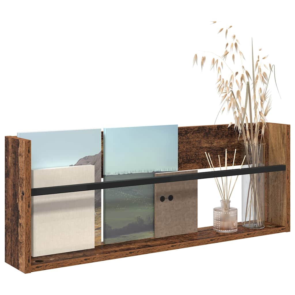 Tijdschrift Rek met plank Oudhout 80 x 12 x 30 cm Bewerkt hout is nu te koop bij PeponiXL, paradijselijk wonen!