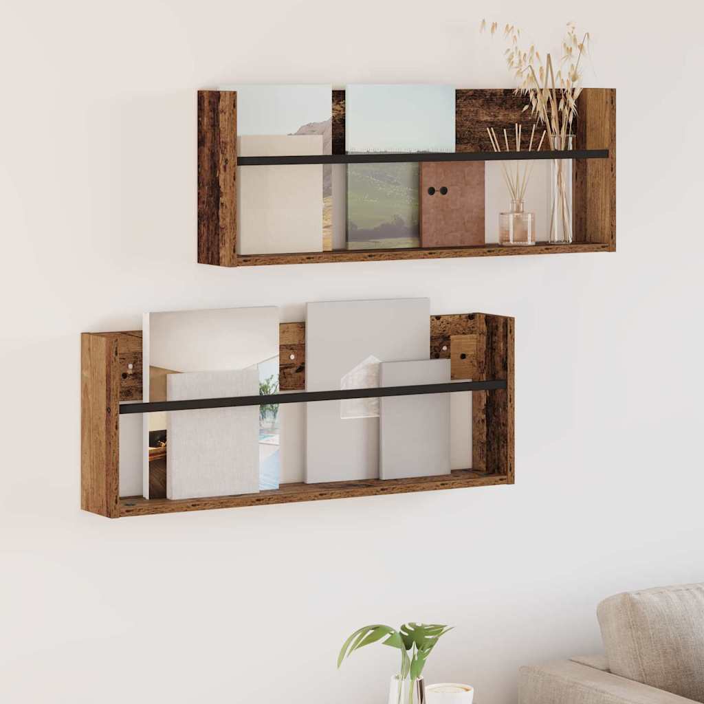 Tijdschrift Rek 2 pcs Oudhout 80 x 12 x 30 cm Bewerkt hout is nu te koop bij PeponiXL, paradijselijk wonen!