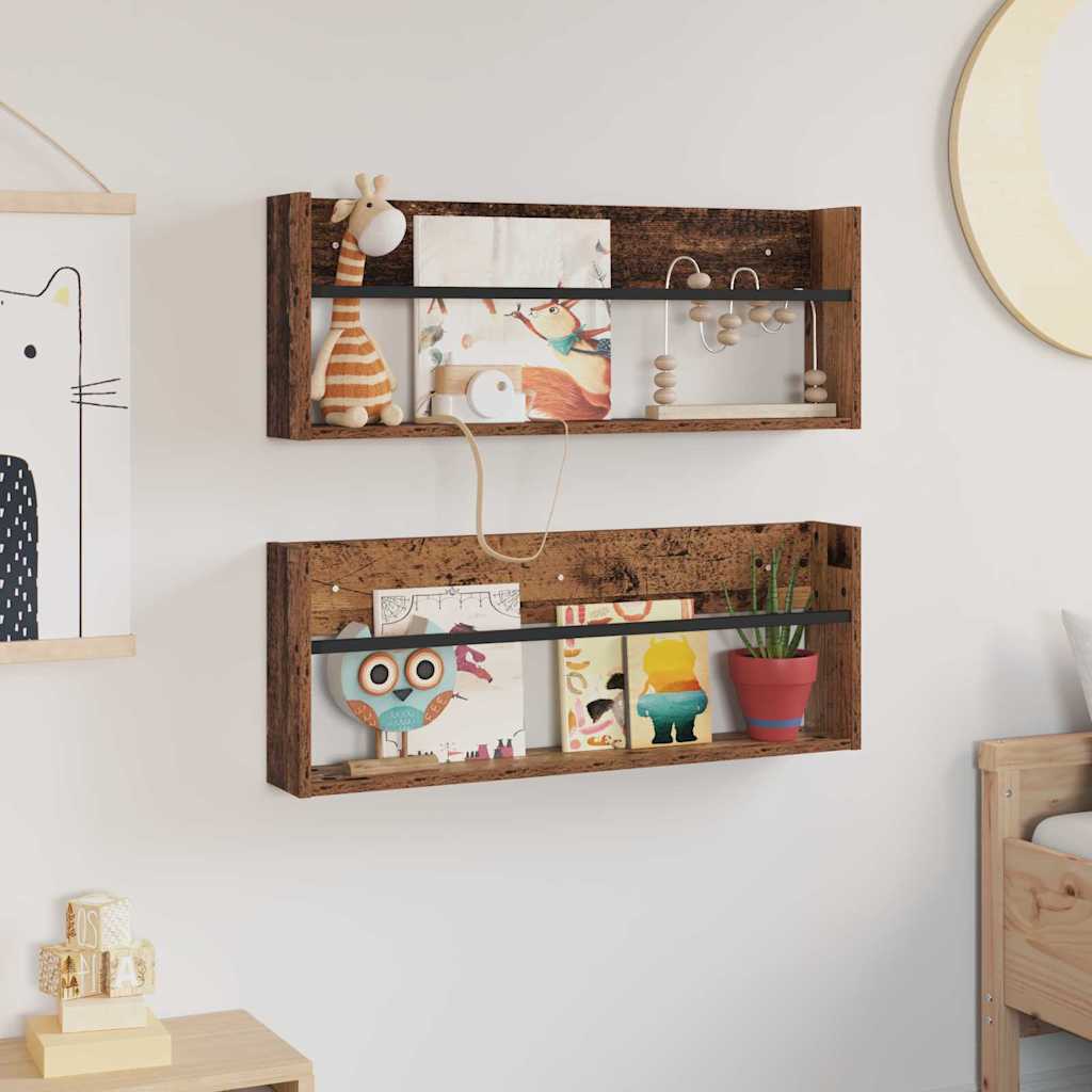 Tijdschrift Rek 2 pcs Oudhout 80 x 12 x 30 cm Bewerkt hout is nu te koop bij PeponiXL, paradijselijk wonen!