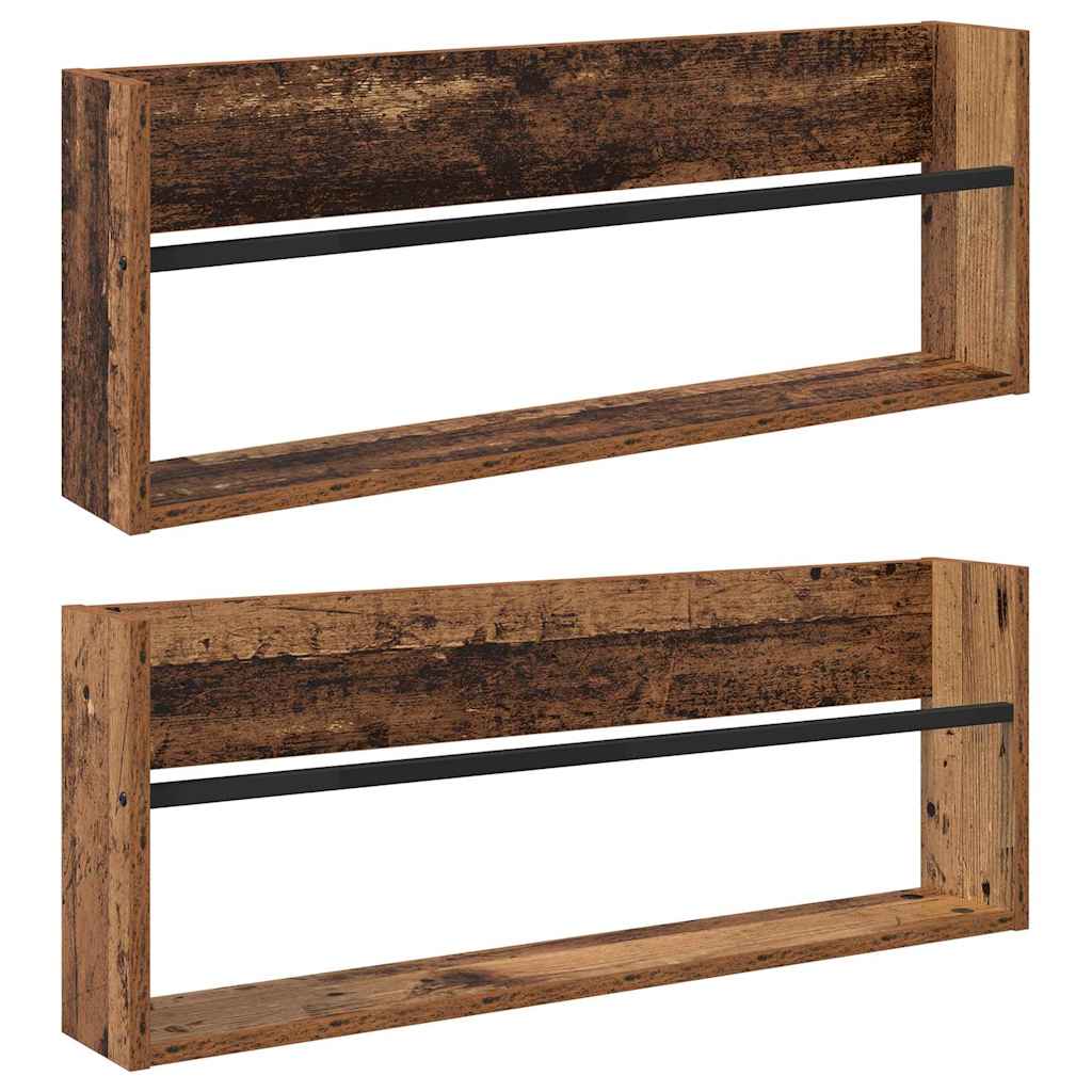 Tijdschrift Rek 2 pcs Oudhout 80 x 12 x 30 cm Bewerkt hout is nu te koop bij PeponiXL, paradijselijk wonen!