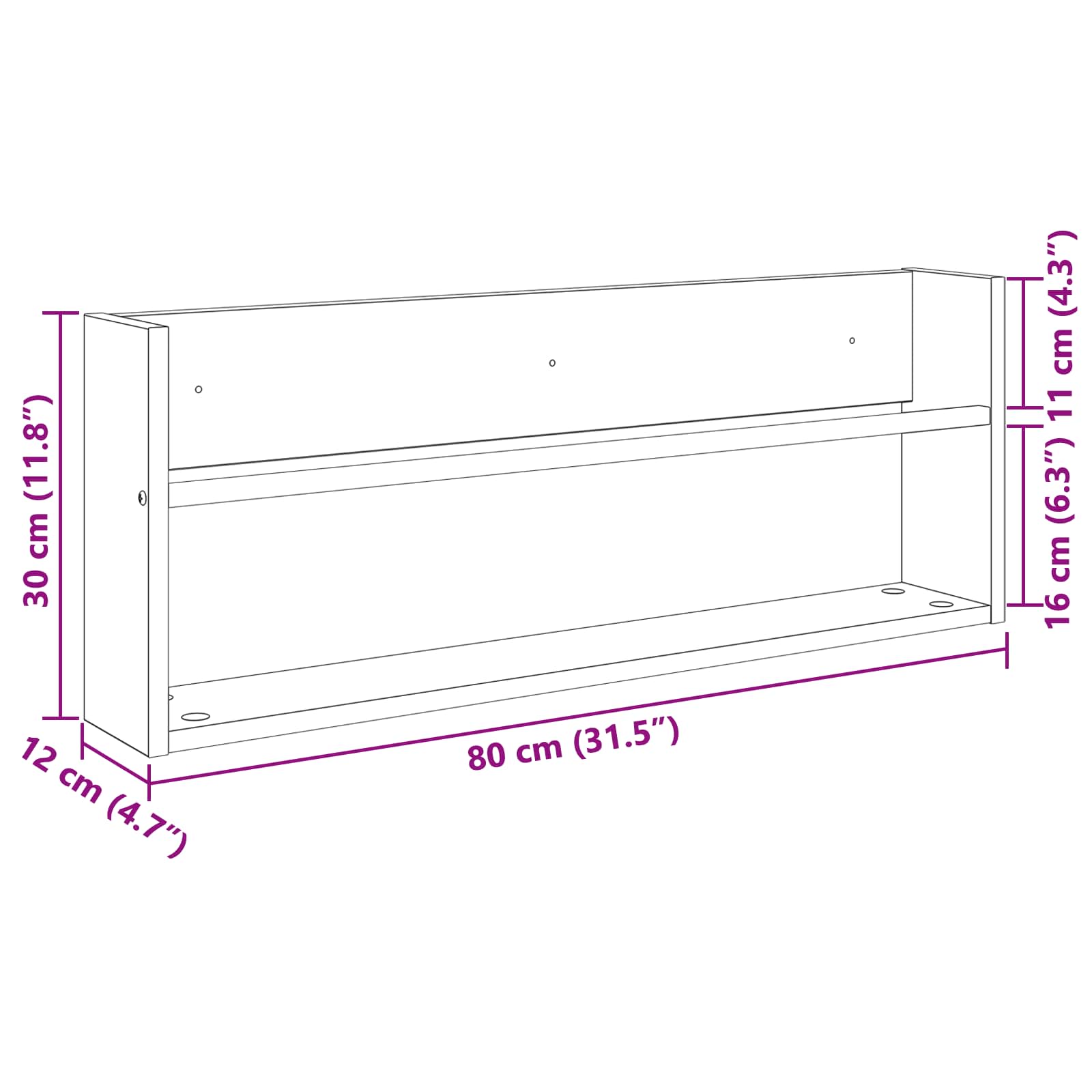 Tijdschrift Rek Artisan Eiken 80 x 12 x 30 cm Bewerkt hout is nu te koop bij PeponiXL, paradijselijk wonen!