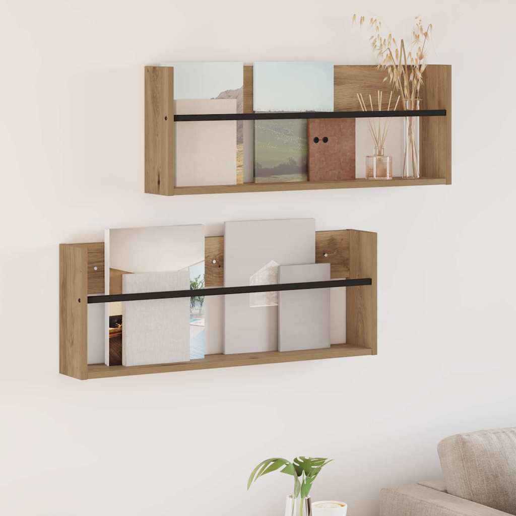 Tijdschrift Rek met plank 2 pcs Artisan Eiken 80 x 12 x 30 cm is nu te koop bij PeponiXL, paradijselijk wonen!