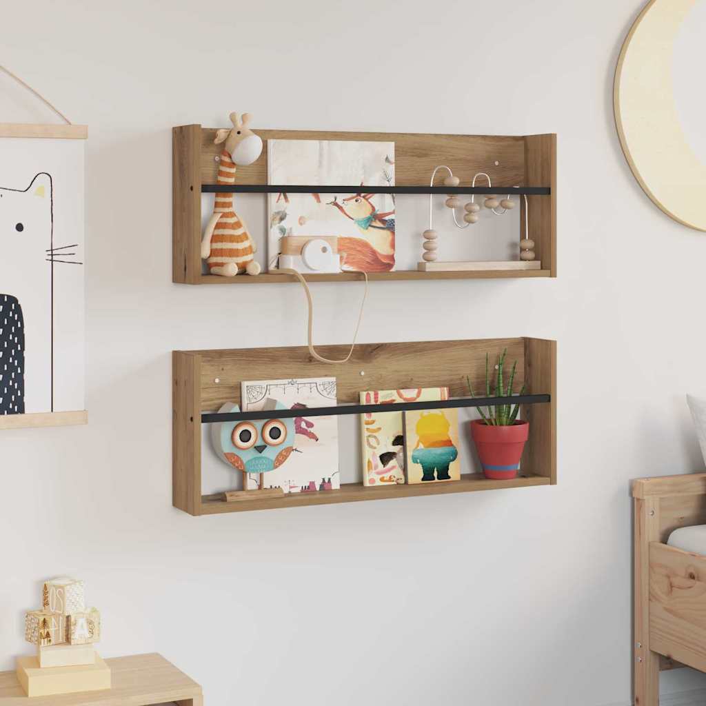 Tijdschrift Rek met plank 2 pcs Artisan Eiken 80 x 12 x 30 cm is nu te koop bij PeponiXL, paradijselijk wonen!