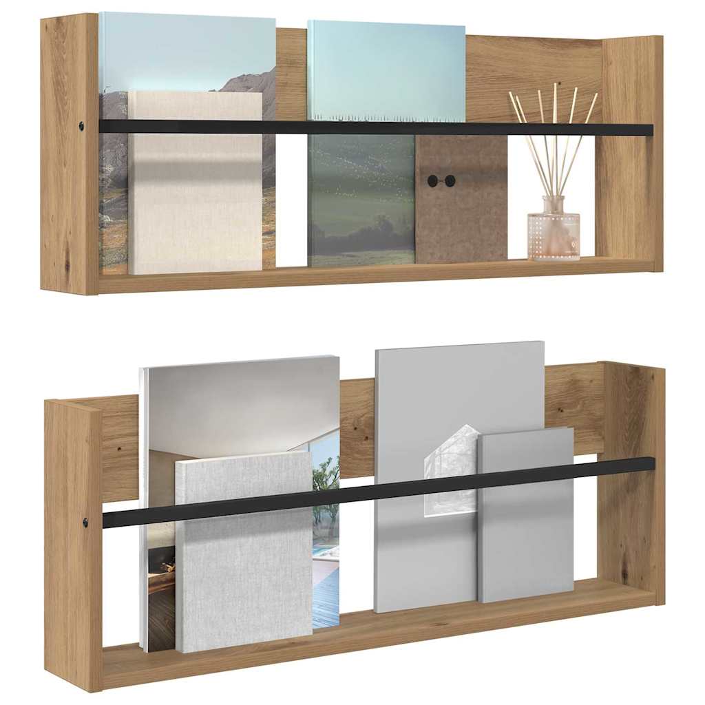 Tijdschrift Rek met plank 2 pcs Artisan Eiken 80 x 12 x 30 cm is nu te koop bij PeponiXL, paradijselijk wonen!