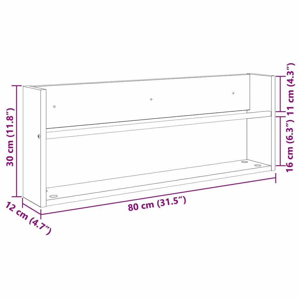 Tijdschrift Rek met plank 2 pcs Artisan Eiken 80 x 12 x 30 cm is nu te koop bij PeponiXL, paradijselijk wonen!