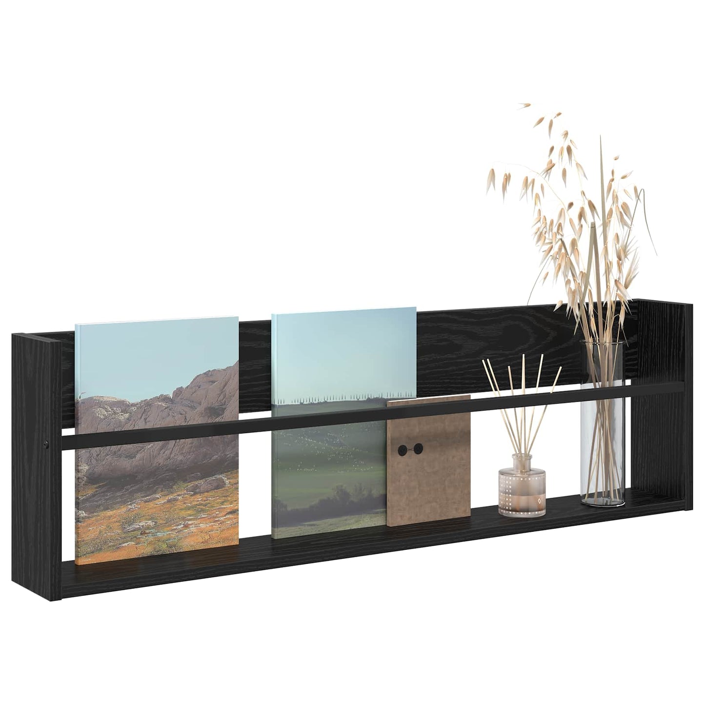 Tijdschrift Rek Zwart Eiken 100 x 12 x 30 cm Bewerkt hout is nu te koop bij PeponiXL, paradijselijk wonen!