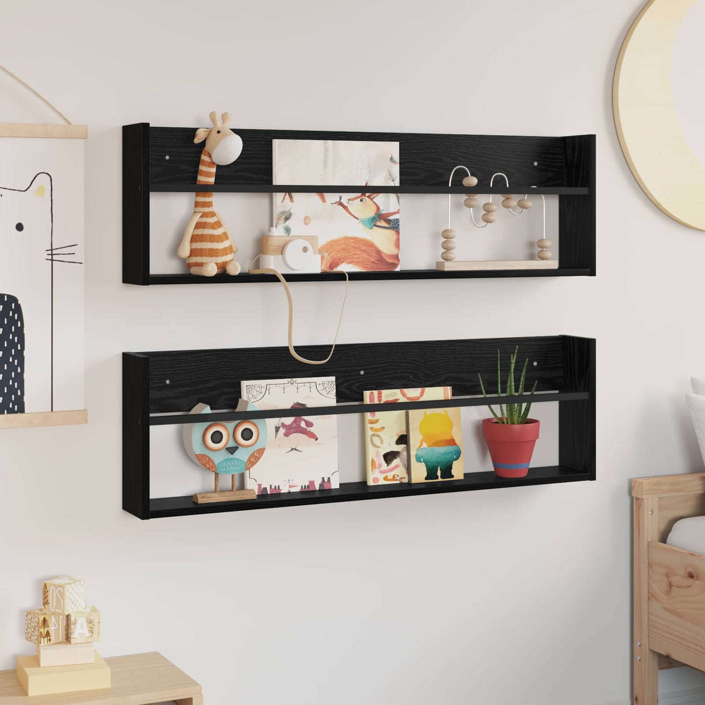Tijdschrift Rek 2 pcs Zwart Eiken 100 x 12 x 30 cm Bewerkt hout is nu te koop bij PeponiXL, paradijselijk wonen!