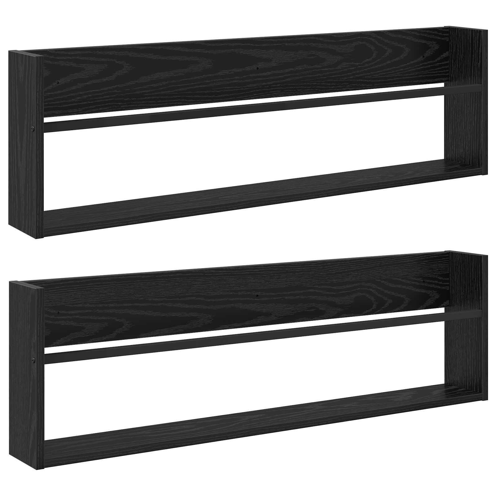 Tijdschrift Rek 2 pcs Zwart Eiken 100 x 12 x 30 cm Bewerkt hout is nu te koop bij PeponiXL, paradijselijk wonen!