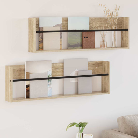 Tijdschrift Rek met plank 2 pcs Sonoma Eiken 100 x 12 x 30 cm is nu te koop bij PeponiXL, paradijselijk wonen!